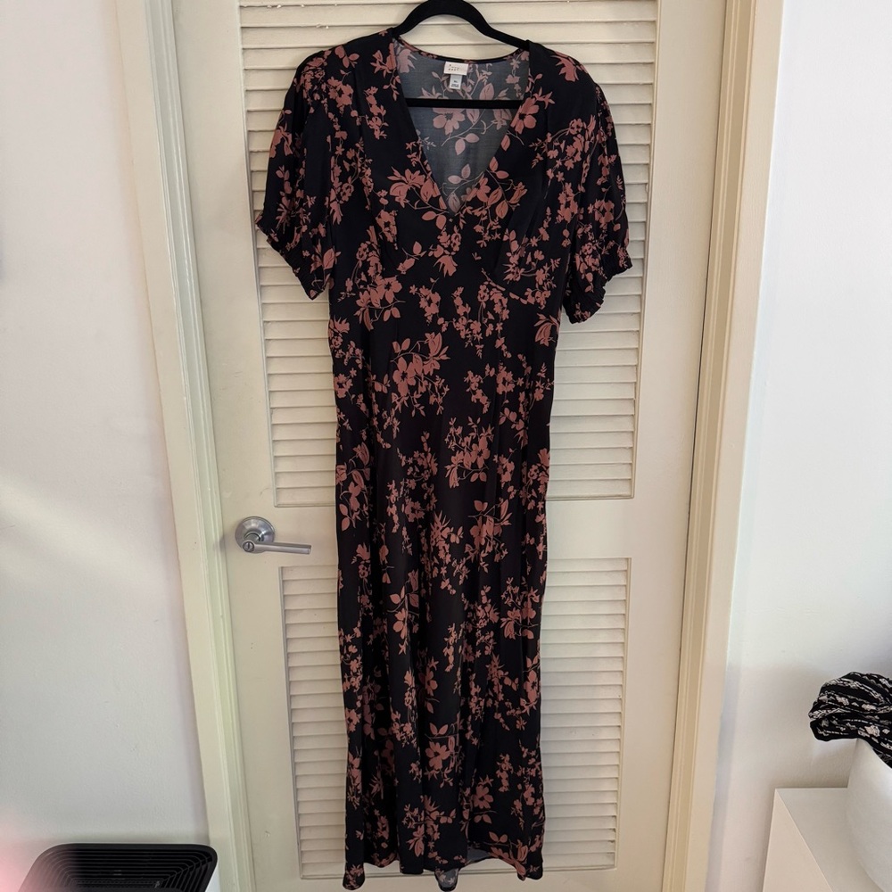a new day Black Maxi Dress with Dusty Rose Floral Print